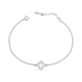 Pulseira Trevo Vazado Cravejado Prata 925 Lunnelé™