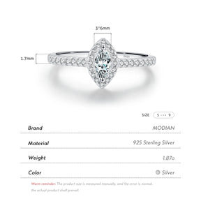 Anel Solitário Marquise em Prata 925 com Zircônia Lunnelé™