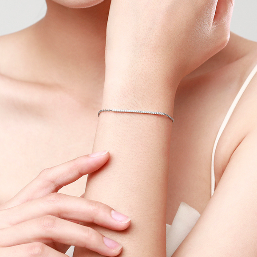Pulseira de Zircônia Cúbica Ajustável de Prata Lunnelé™