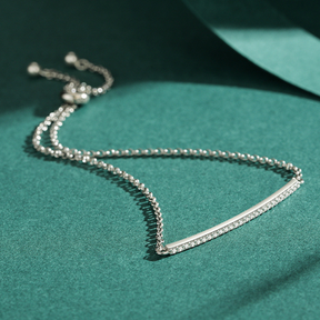 Pulseira de Zircônia Cúbica Ajustável de Prata Lunnelé™