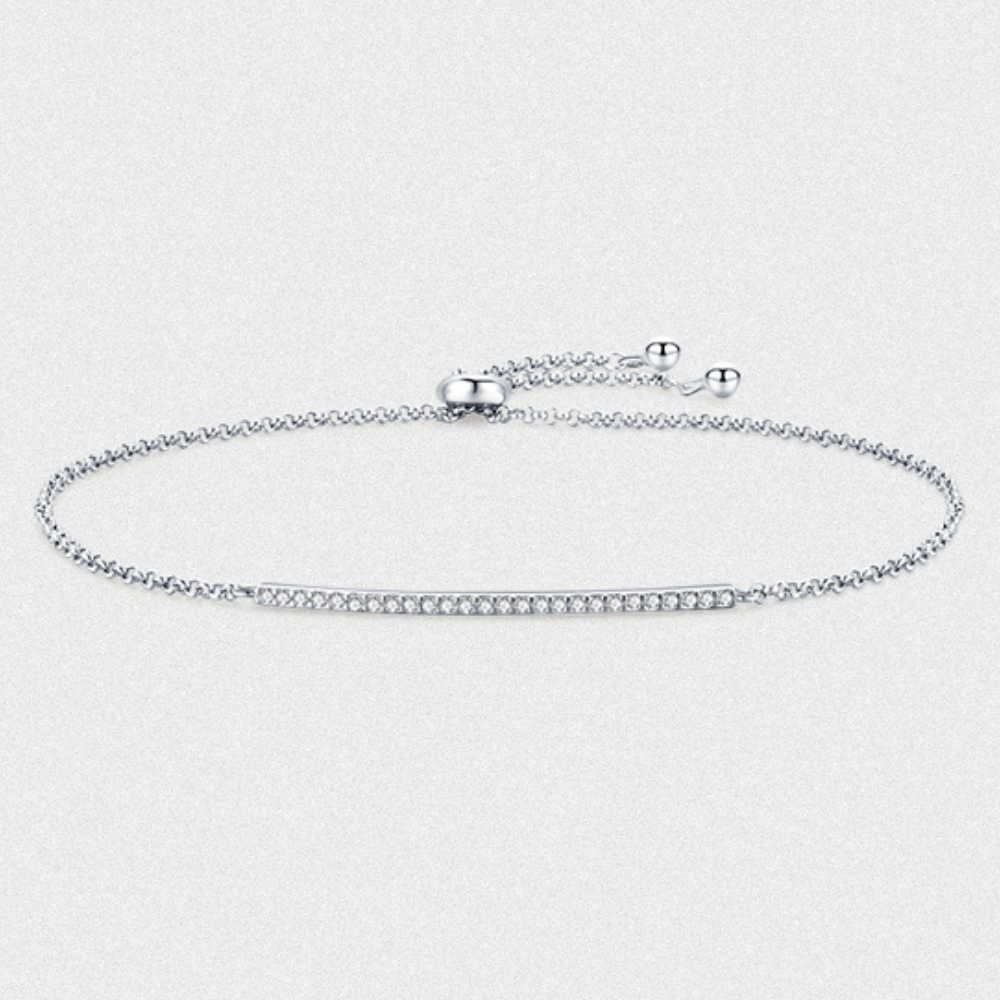 Pulseira de Zircônia Cúbica Ajustável de Prata Lunnelé™