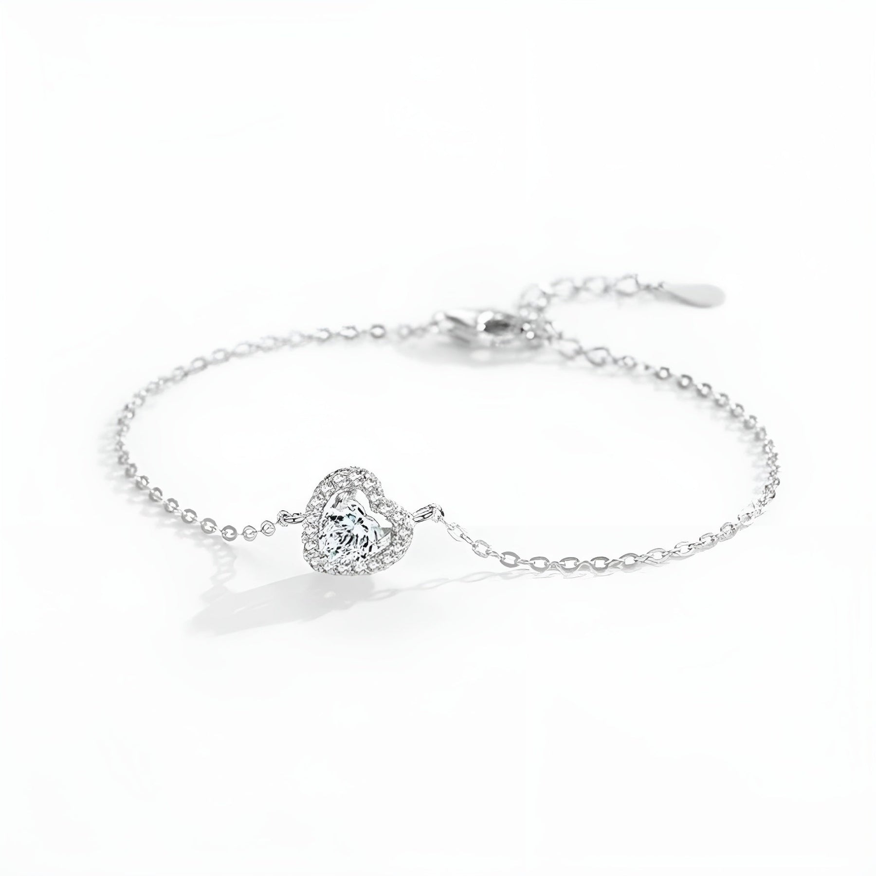 Pulseira de Prata 925 Zircônia Coração Lunnelé™