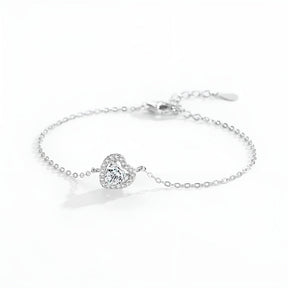 Pulseira de Prata 925 Zircônia Coração Lunnelé™