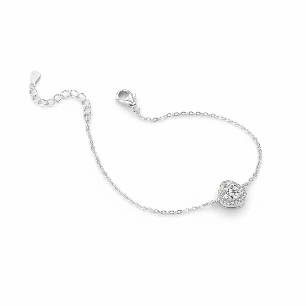 Pulseira de Prata 925 Zircônia Coração Lunnelé™