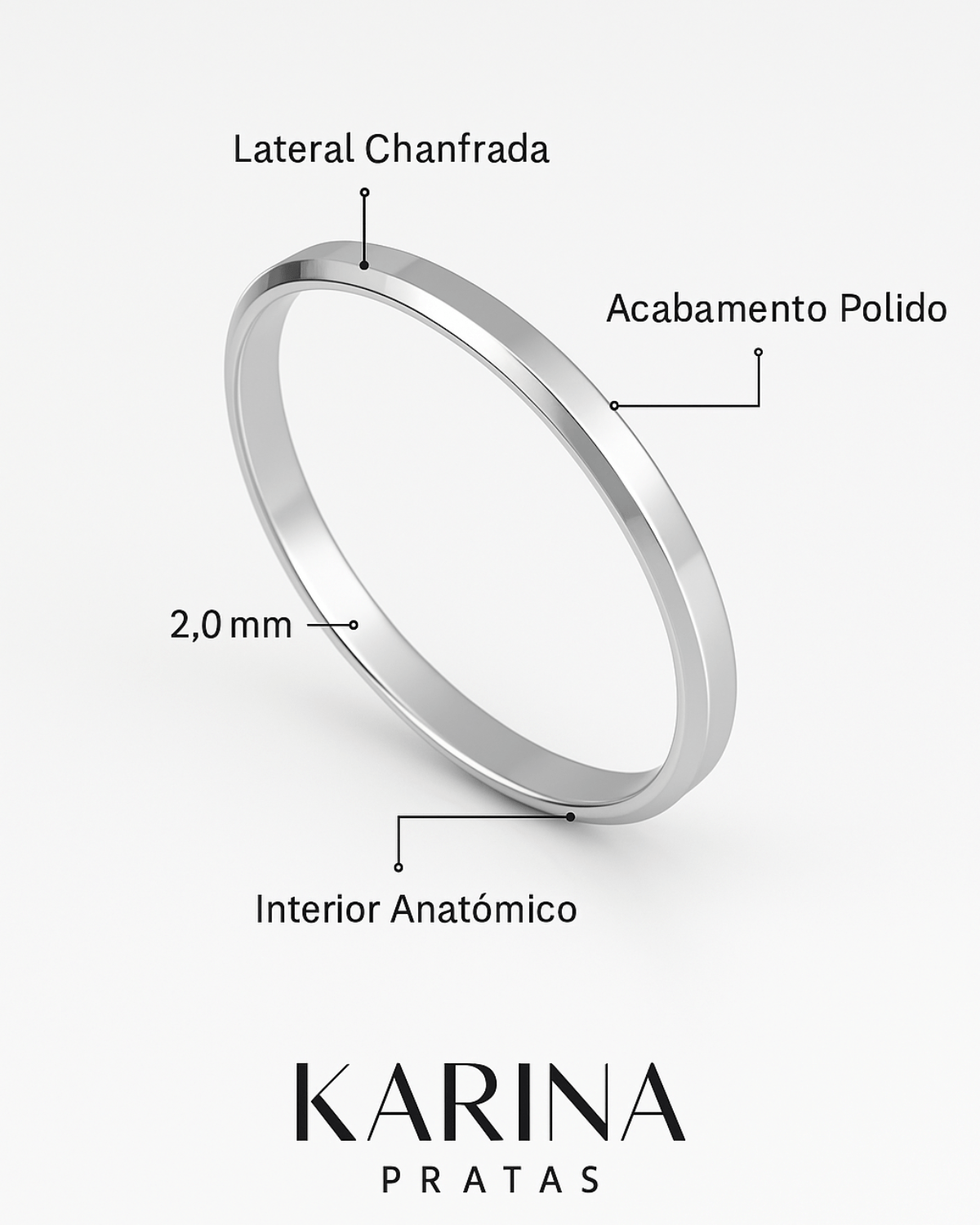 Aliança de Namoro 2mm Prata 950 Lunnelé™ - foto 2