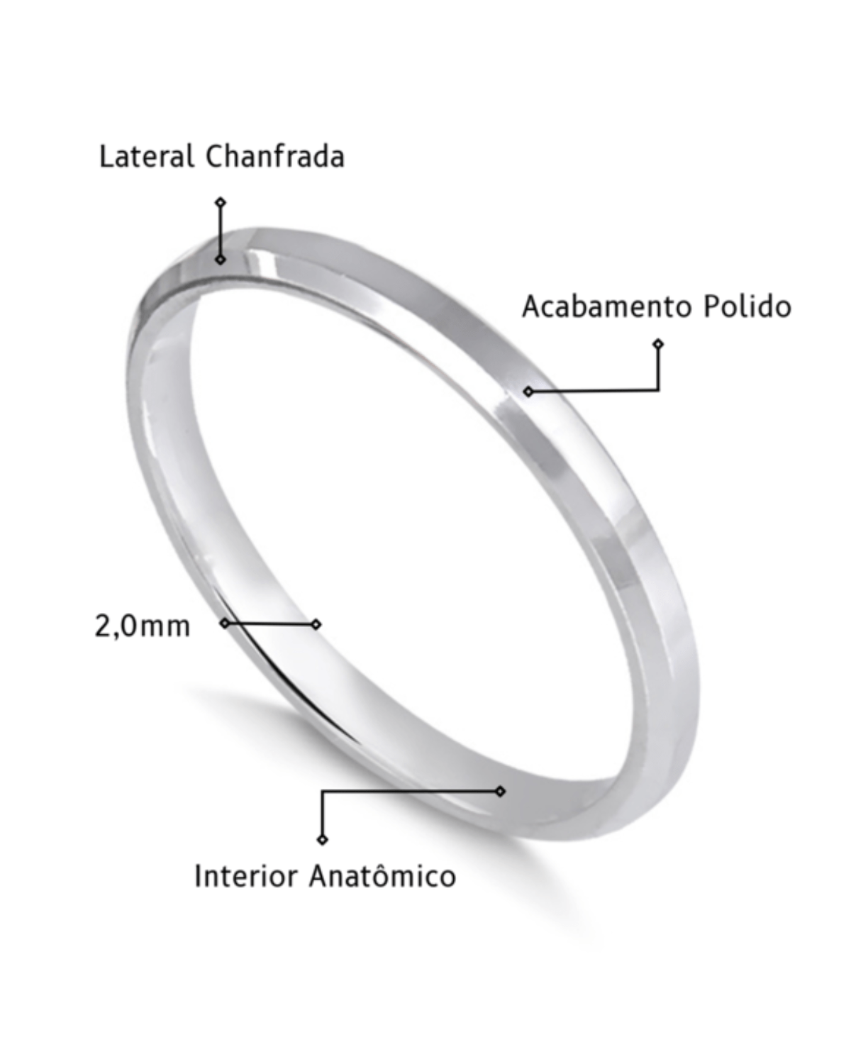 Alianças de Namoro em Prata 950 – 2MM Lunnelé™ - foto 5