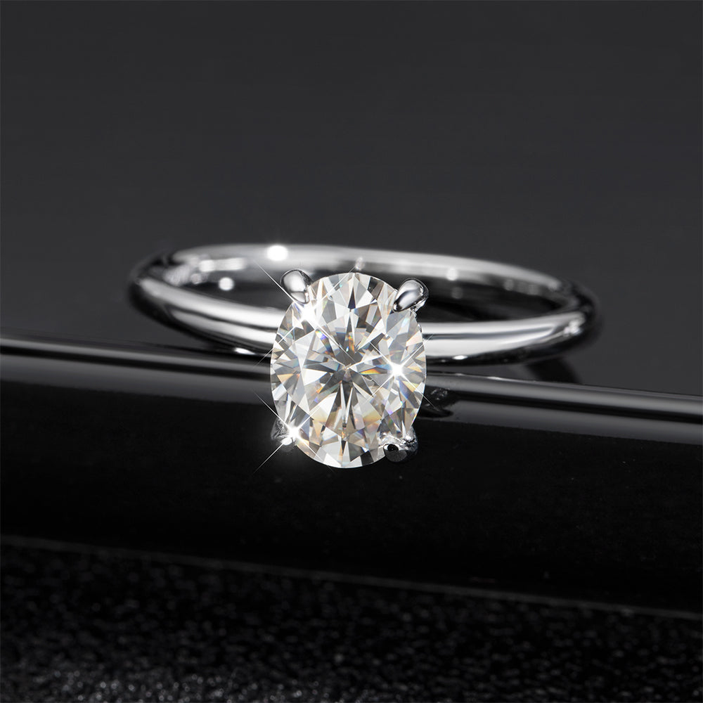 Anel Solitário com Moissanite Oval 2ct Prata 925 Lunnelé™ - foto 4