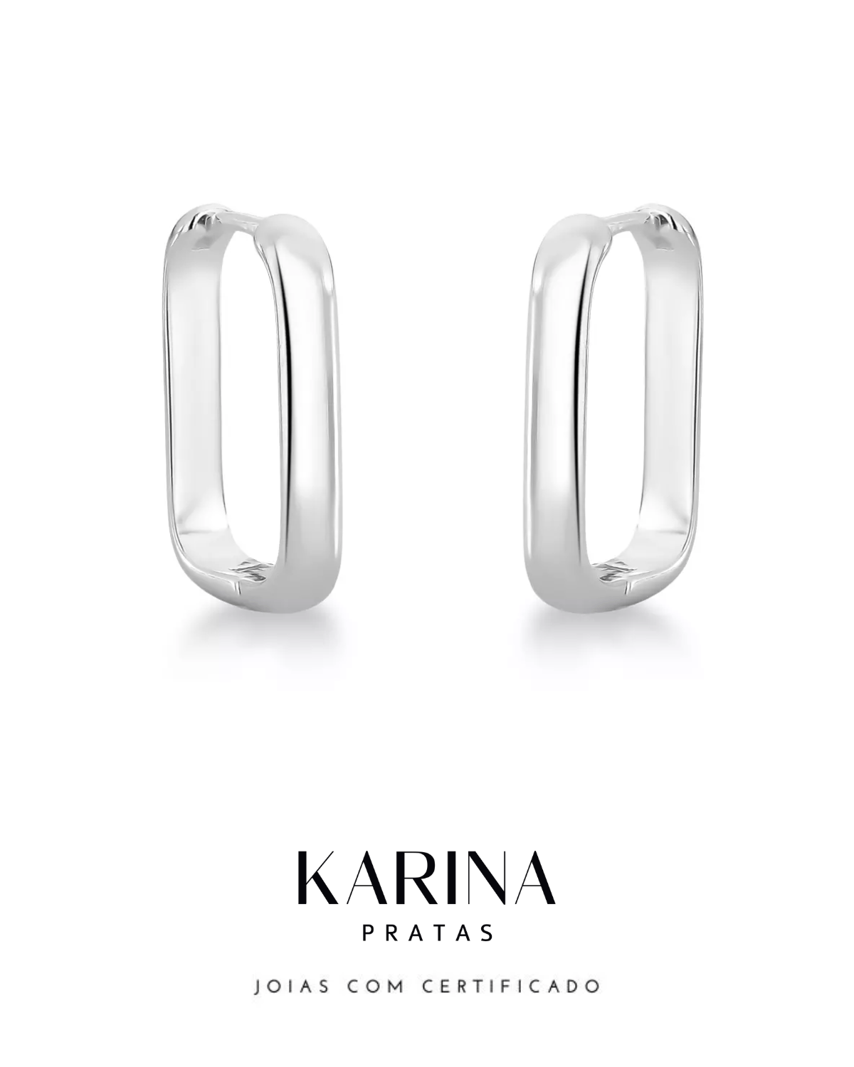 Argola Quadrada Lisa Prata 925 Lunnelé™ - foto 4