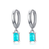 Brinco Prata de Argola com Pingente Turmalina Paraíba Azul Lunnelé™
