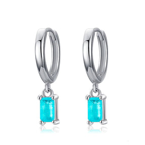 Brinco Prata de Argola com Pingente Turmalina Paraíba Azul Lunnelé™