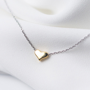 Colar de Prata 925 com Pingente de Coração Dourado Lunnelé™