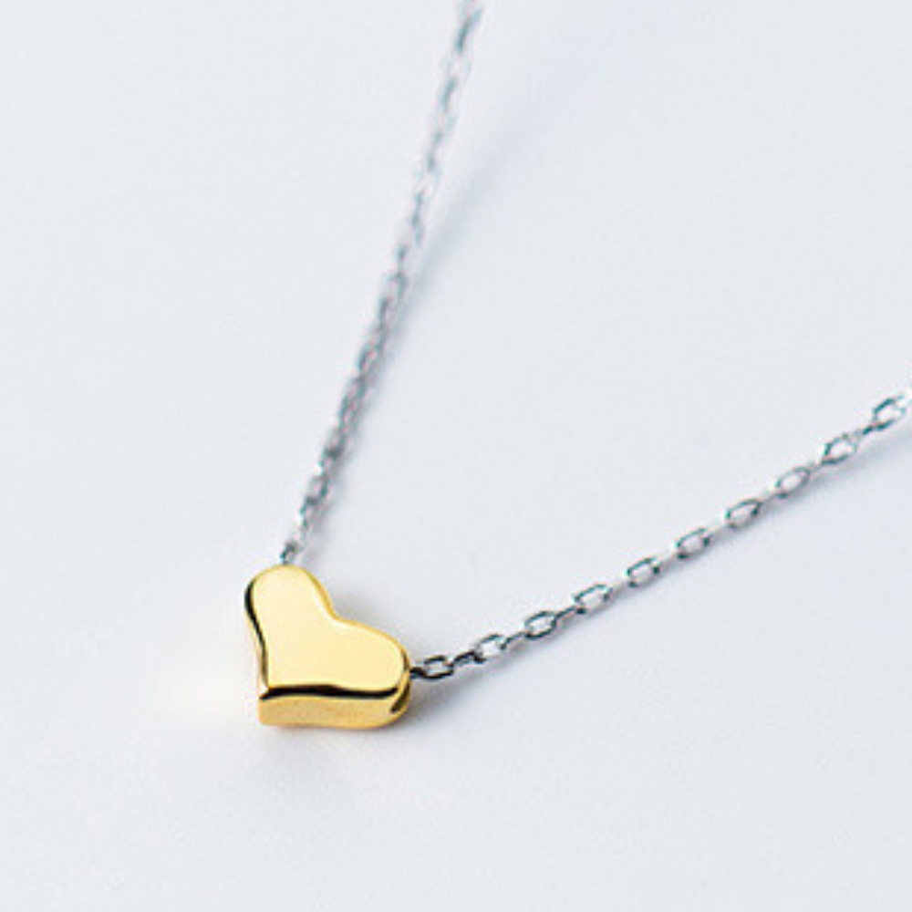 Colar de Prata 925 com Pingente de Coração Dourado Lunnelé™