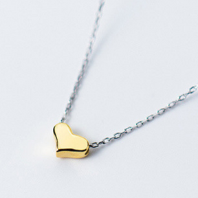 Colar de Prata 925 com Pingente de Coração Dourado Lunnelé™