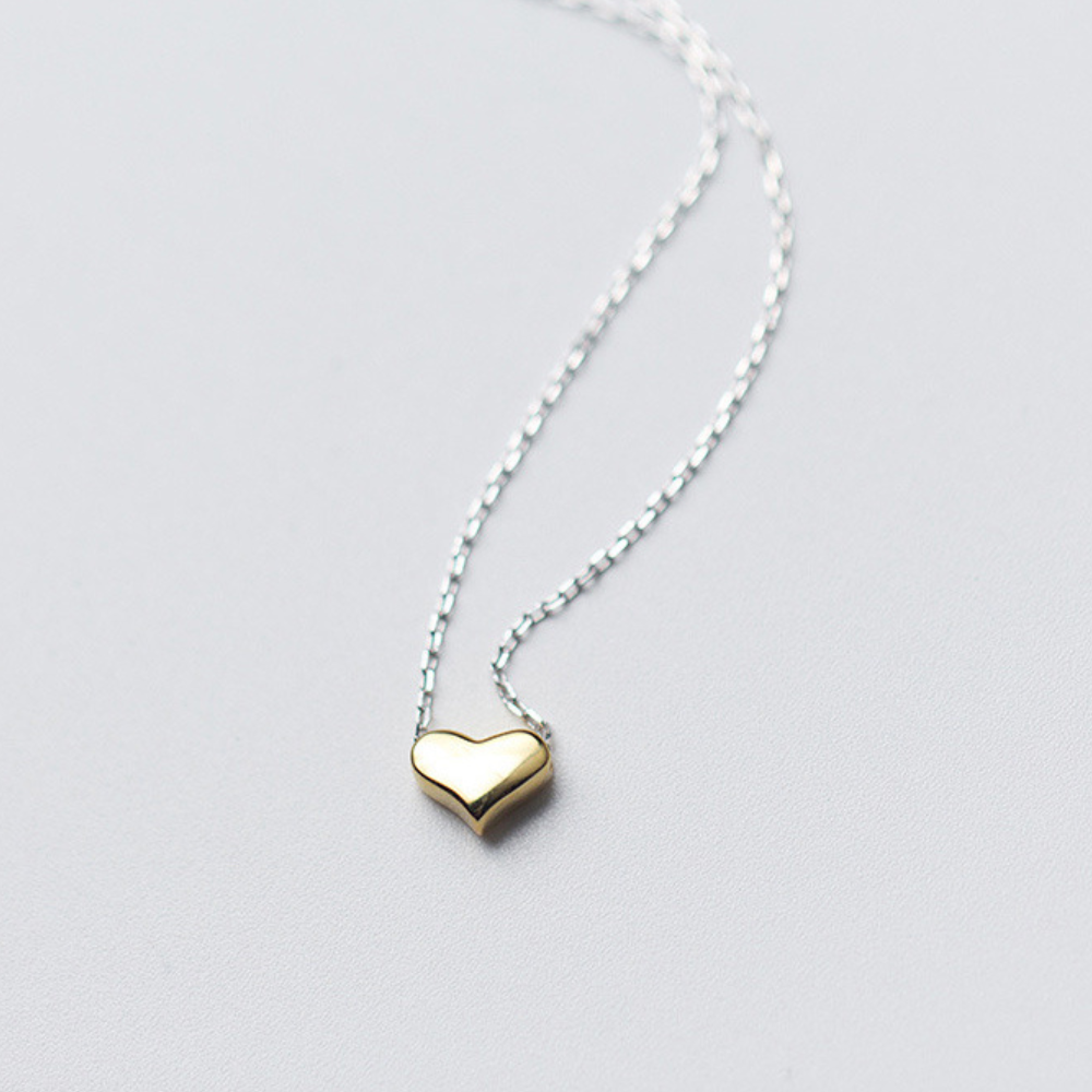 Colar de Prata 925 com Pingente de Coração Dourado Lunnelé™