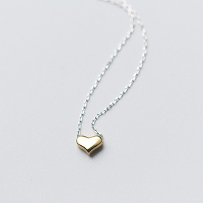 Colar de Prata 925 com Pingente de Coração Dourado Lunnelé™
