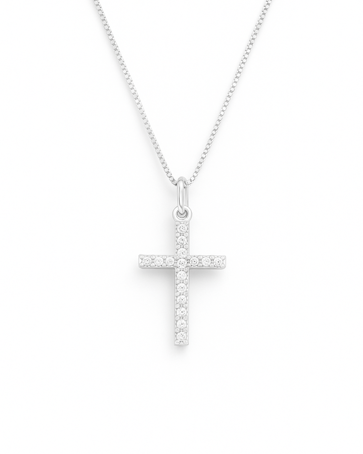 Colar Cruz Cravejada em Prata 925 Lunnelé™
