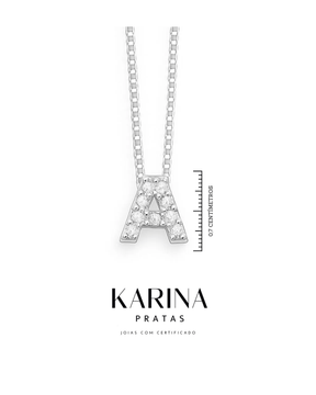 Colar Letra Inicial Cravejada em Prata 925 Lunnelé™ - foto 8