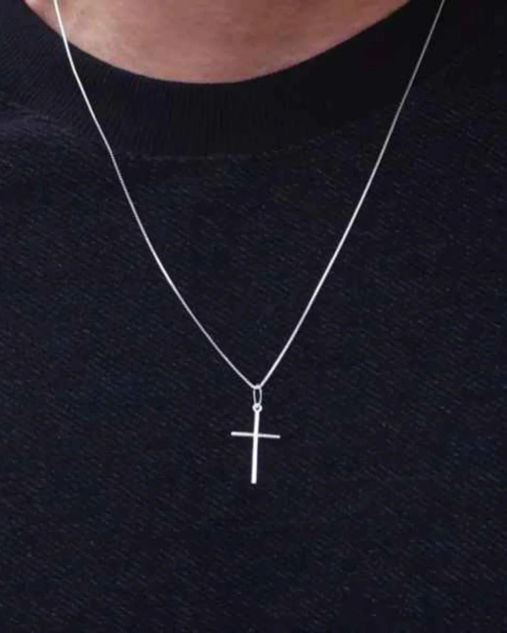 Corrente Masculina Cruz Lisa Em Prata 925 Lunnelé™ - foto 2
