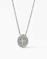 Escapulário São Bento Oval Placa Móvel em Prata 925 Lunnelé™