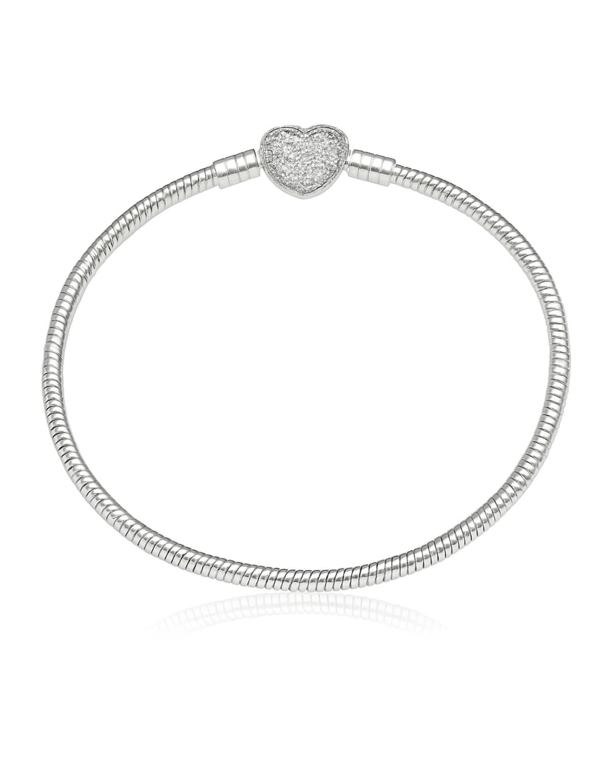 Pulseira Berloques Coração Cravejado De Prata 925 Lunnelé™