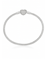 Pulseira Berloques Coração Cravejado De Prata 925 Lunnelé™