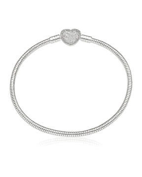 Pulseira Berloques Coração Cravejado De Prata 925 Lunnelé™