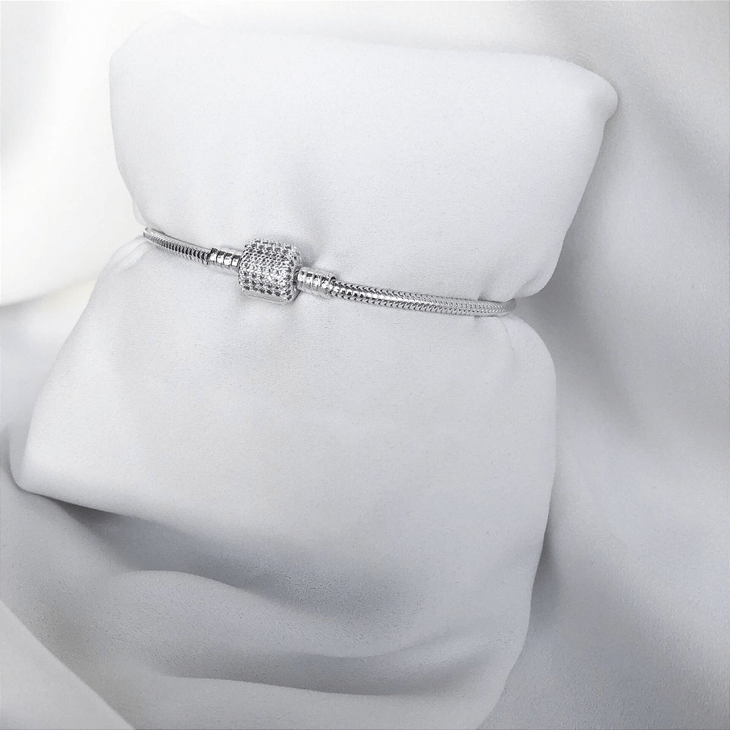 Pulseira Para Berloques Tambor Cravejado De Prata 925 Lunnelé™ - foto 6
