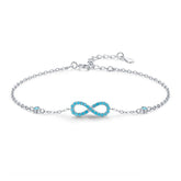 Pulseira Prata 925 Infinito Turquesa de Prata Lunnelé™