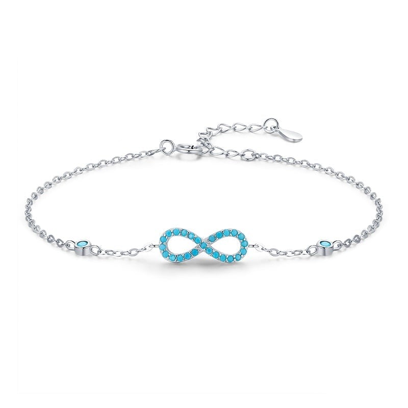 Pulseira Prata 925 Infinito Turquesa de Prata Lunnelé™