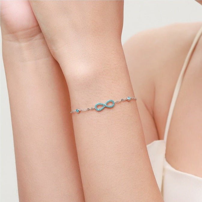 Pulseira Prata 925 Infinito Turquesa de Prata Lunnelé™
