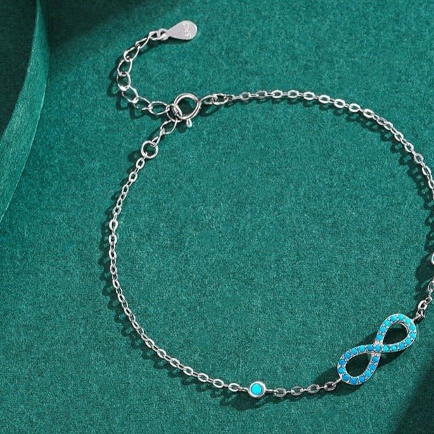 Pulseira Prata 925 Infinito Turquesa de Prata Lunnelé™