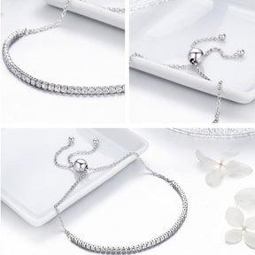 Pulseira Regulável Trendy com Zircônias em Prata Lunnelé™