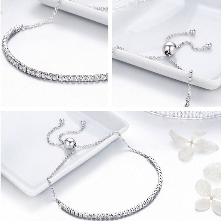 Pulseira Regulável Trendy com Zircônias em Prata Lunnelé™