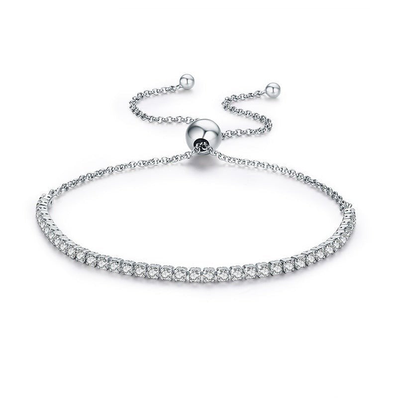 Pulseira Regulável Trendy com Zircônias em Prata Lunnelé™