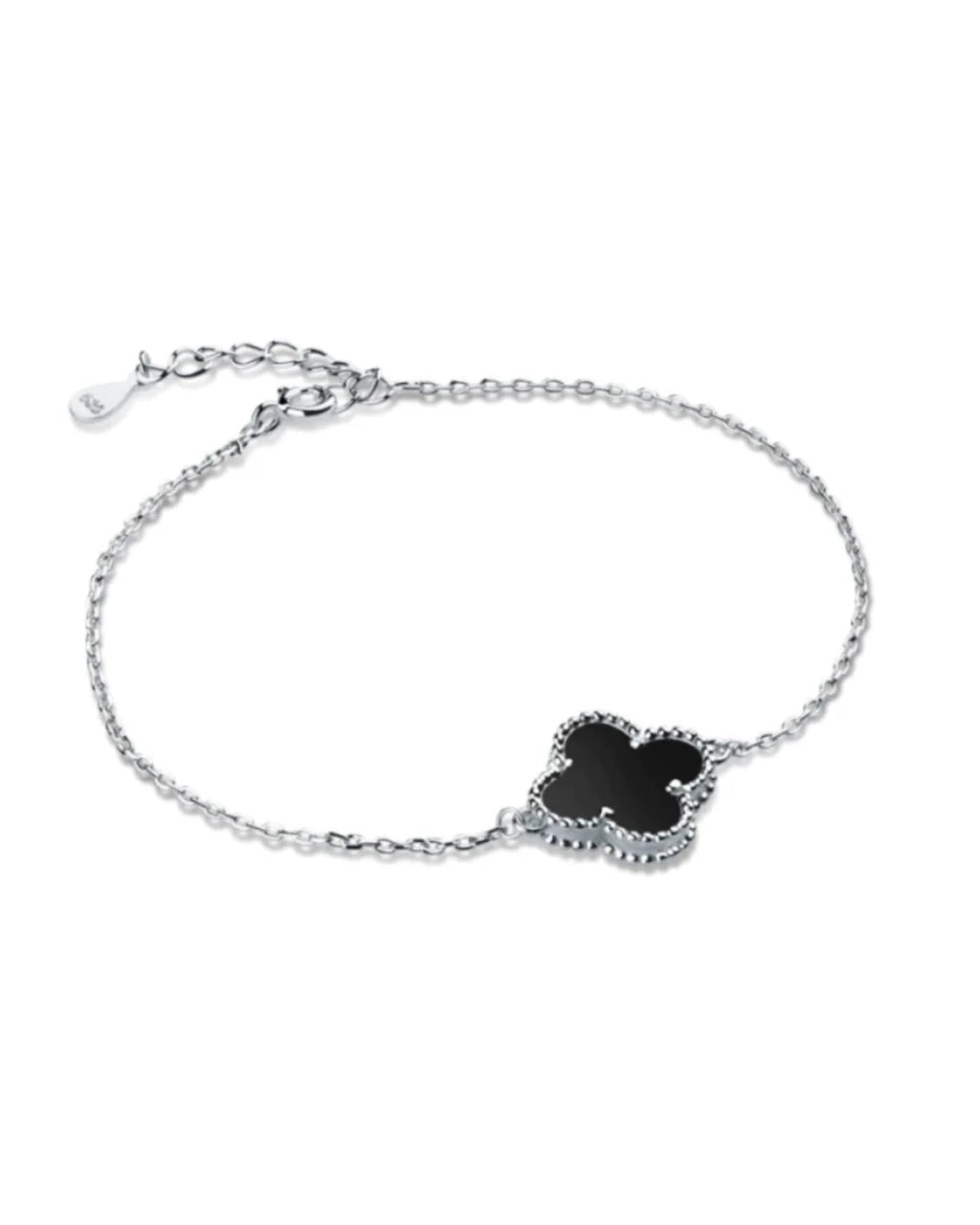 Pulseira Trevo Pedra Preta Prata 925 Lunnelé™