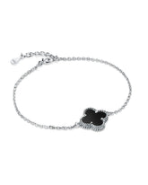 Pulseira Trevo Pedra Preta Prata 925 Lunnelé™