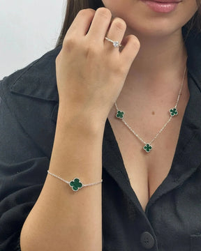 Pulseira Trevo Verde em Prata 925 Lunnelé™